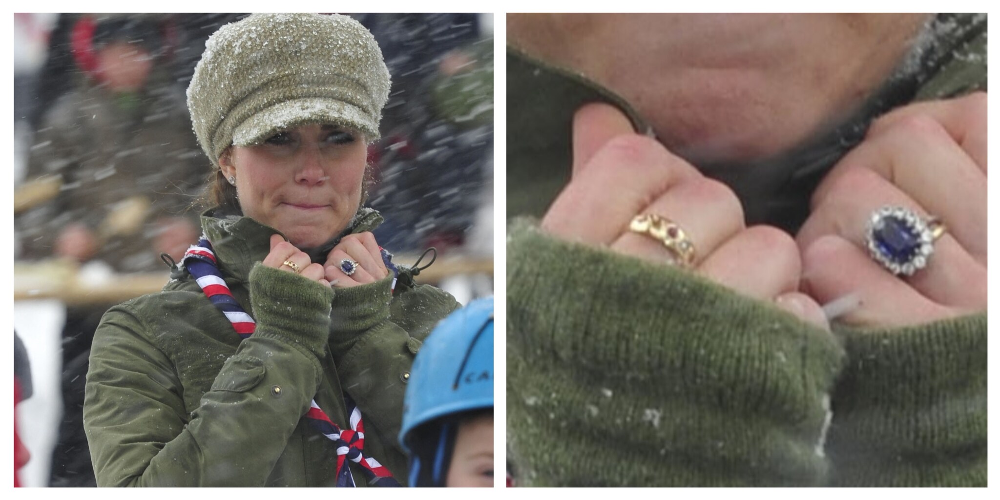 14k geelgouden ring met synthetische saffier Verkocht