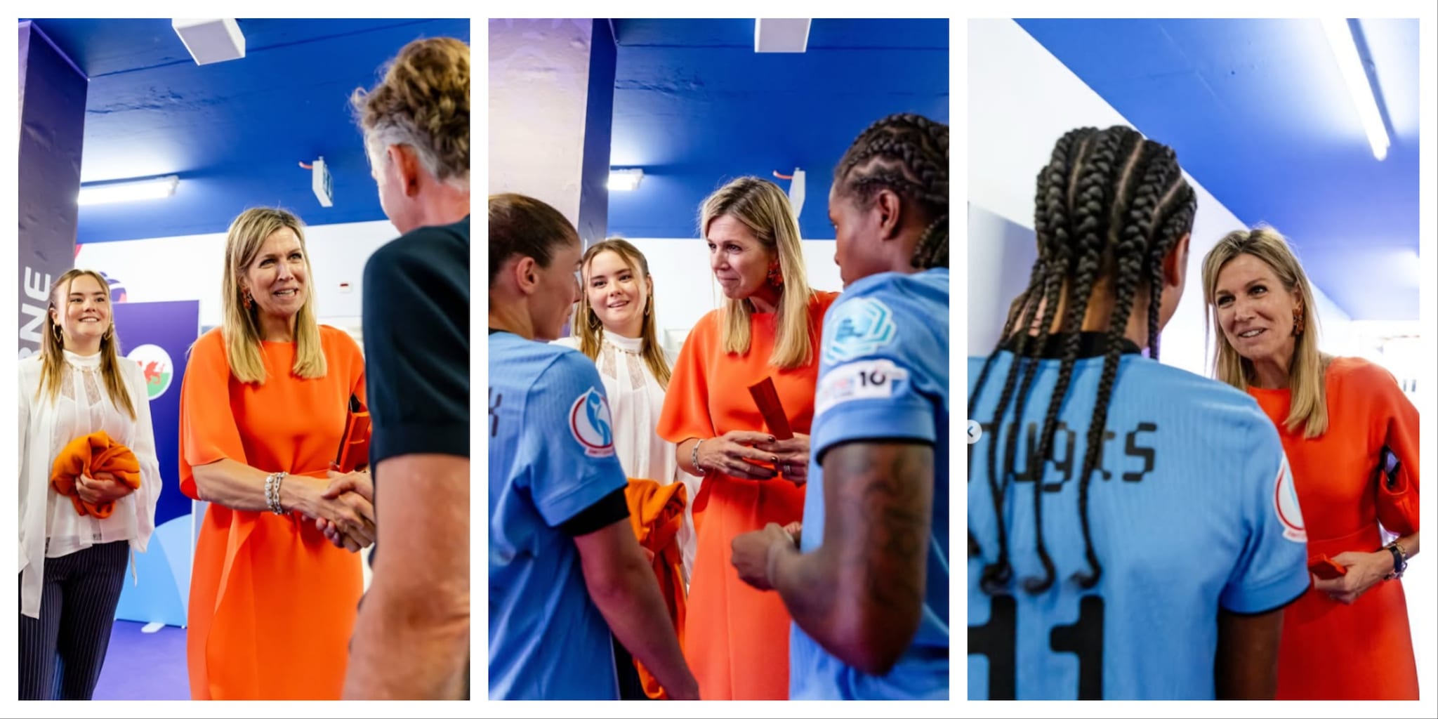 Koningin Máxima en prinses Ariane juichen voor de Oranjevrouwen